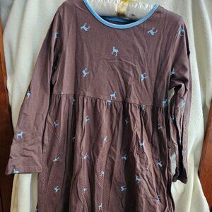 Land's End girls' size 6 100% cotton dress with blue deer excellent used conditi